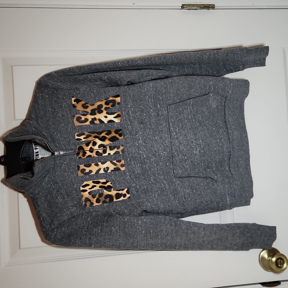 PINK Victoria Secret Cheetah Print Quarter Zip , size XS